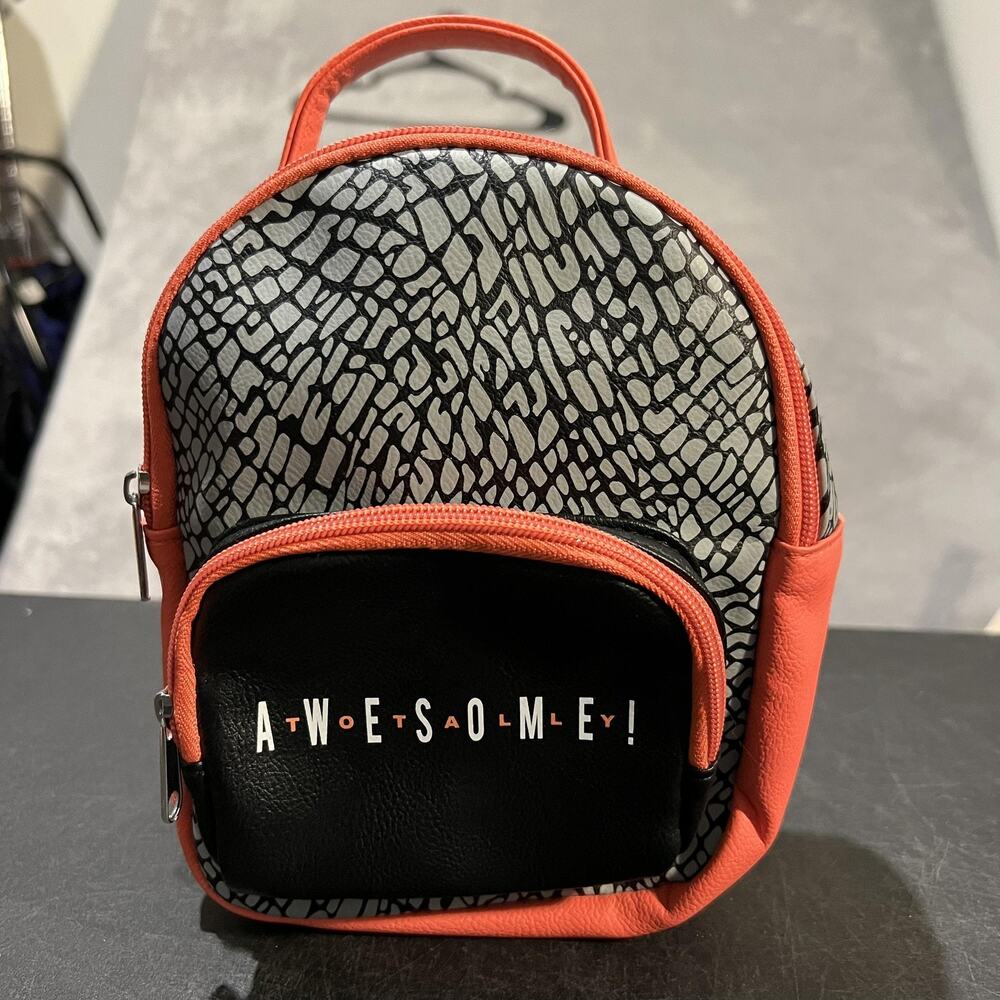 Funko Mini Backpack Womens Black Red Animal Print Faux Leather Awesome Bag